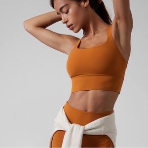 Athleta Warrior Longline Bra, Size M D-DD+, Cattail Brown